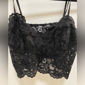 Black lace crop top